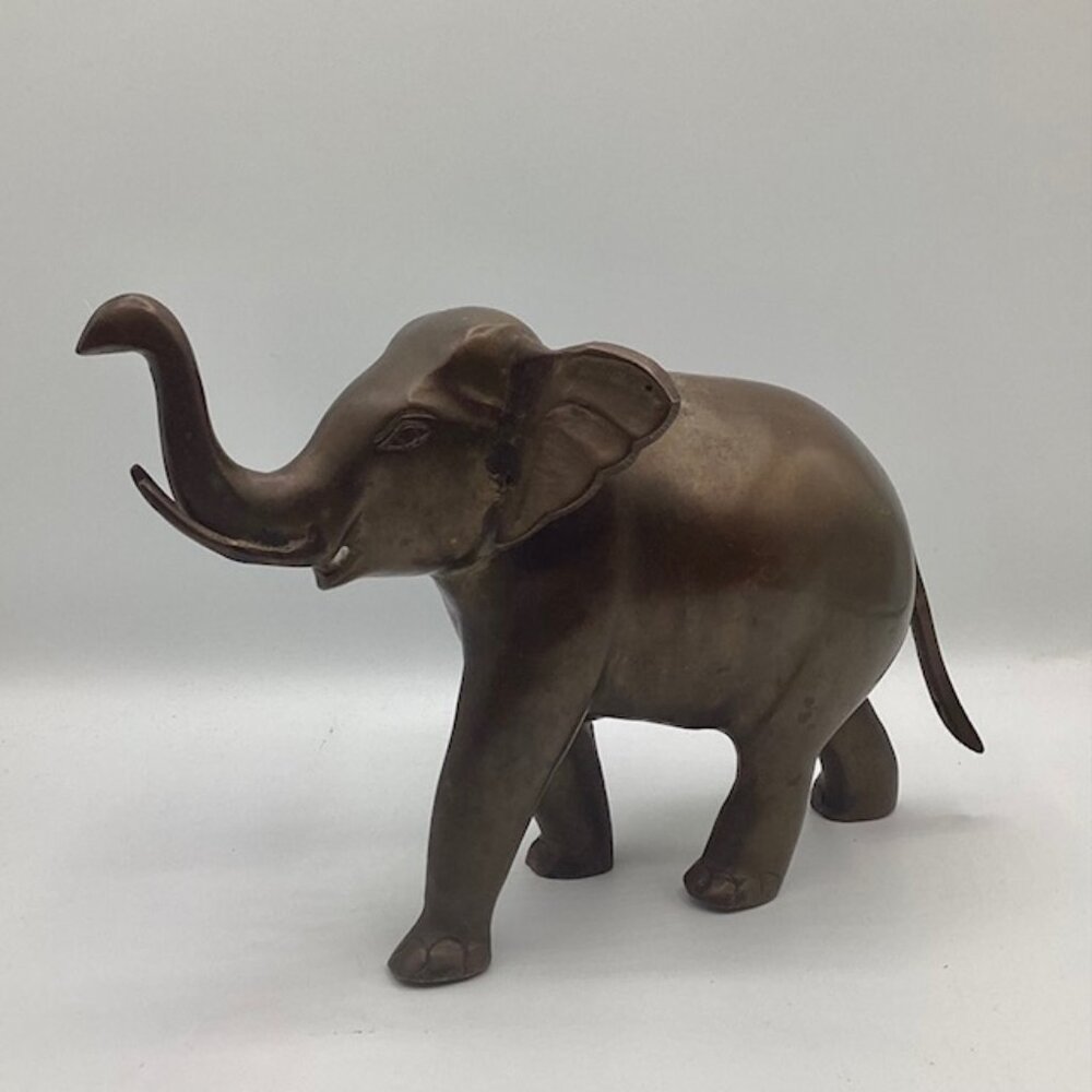 Vintage‎ Brass Elephant 6.5"H x 10"L Made in India 2.10lbs
